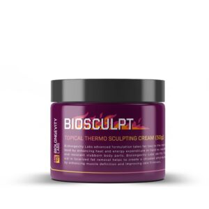 The World's Most Advanced Research Peptides and Bioregulators 137 Biolongevity Labs BIOSCULPT Topical Thermo Sculpting Cream in a 50g purple jar with black lid