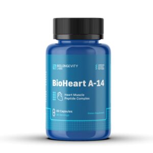 The World's Most Advanced Research Peptides and Bioregulators 99 BioHeart A-14 60ct - front