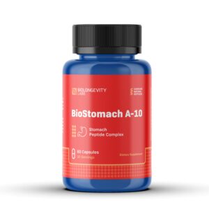 The World's Most Advanced Research Peptides and Bioregulators 109 BioStomach A-10 60ct - front